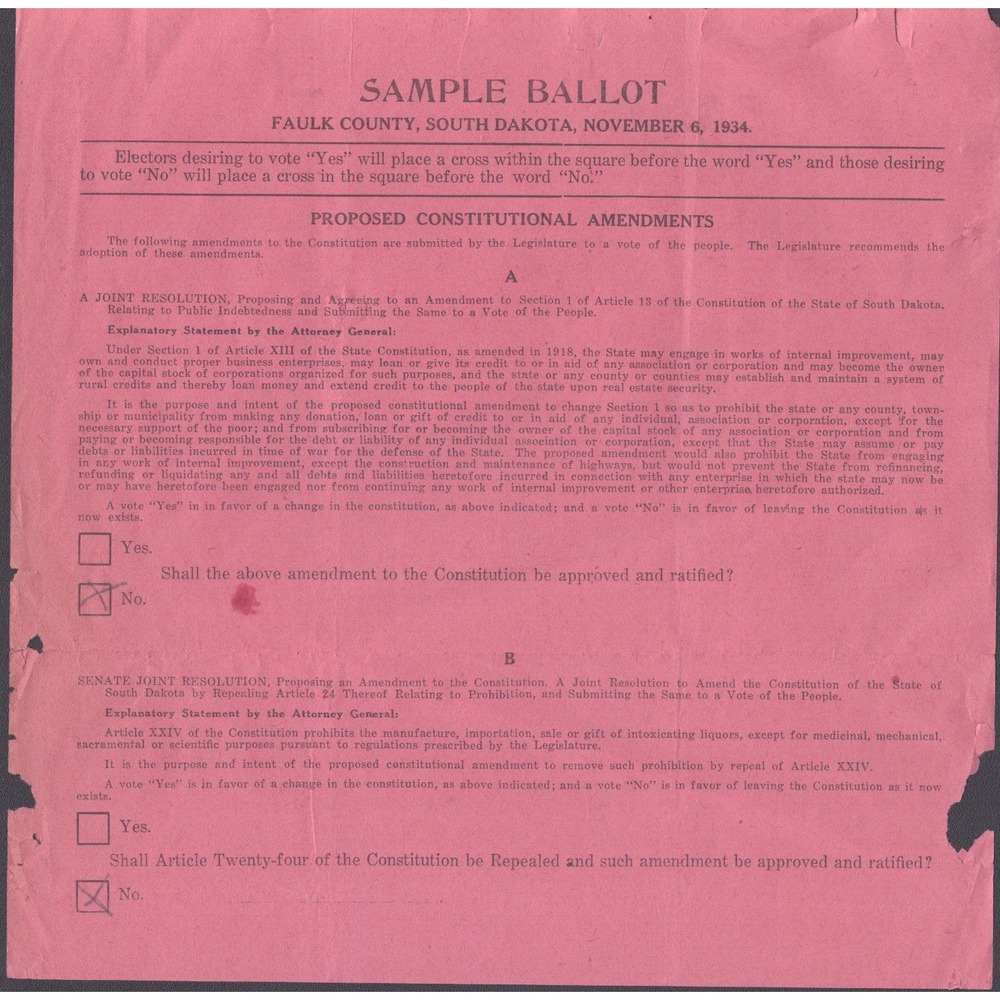 Vintage 1934 1940 Faulk County South Dakota Sample Ballots Lot of 4 Ephemera - Picture 5 of 5